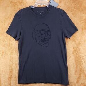 JOHN VARVATOS Shirt Mens Small Black Pullover Crew Knot Skull Tee $148